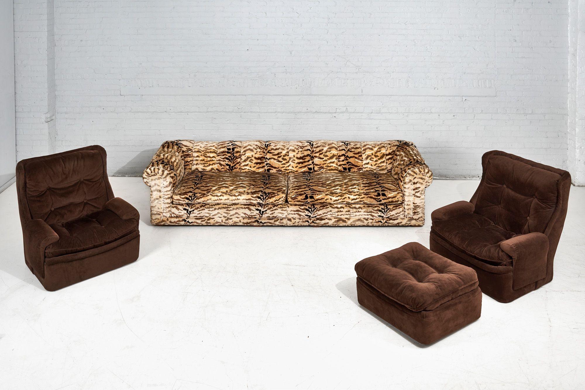 Orchidee Lounge Chairs by Michel Cadestin for Airborne with Ottoman France, 1968 For Sale 9