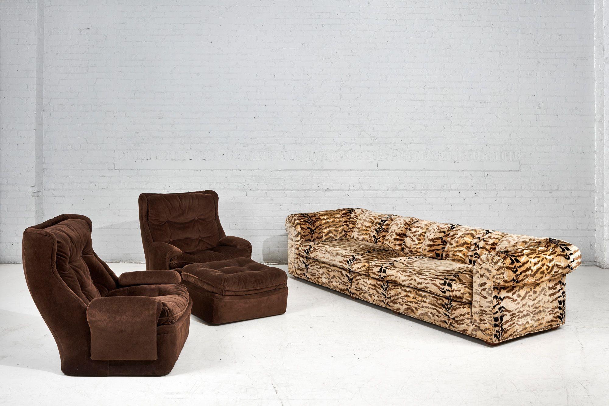 Orchidee Lounge Chairs by Michel Cadestin for Airborne with Ottoman France, 1968 For Sale 11