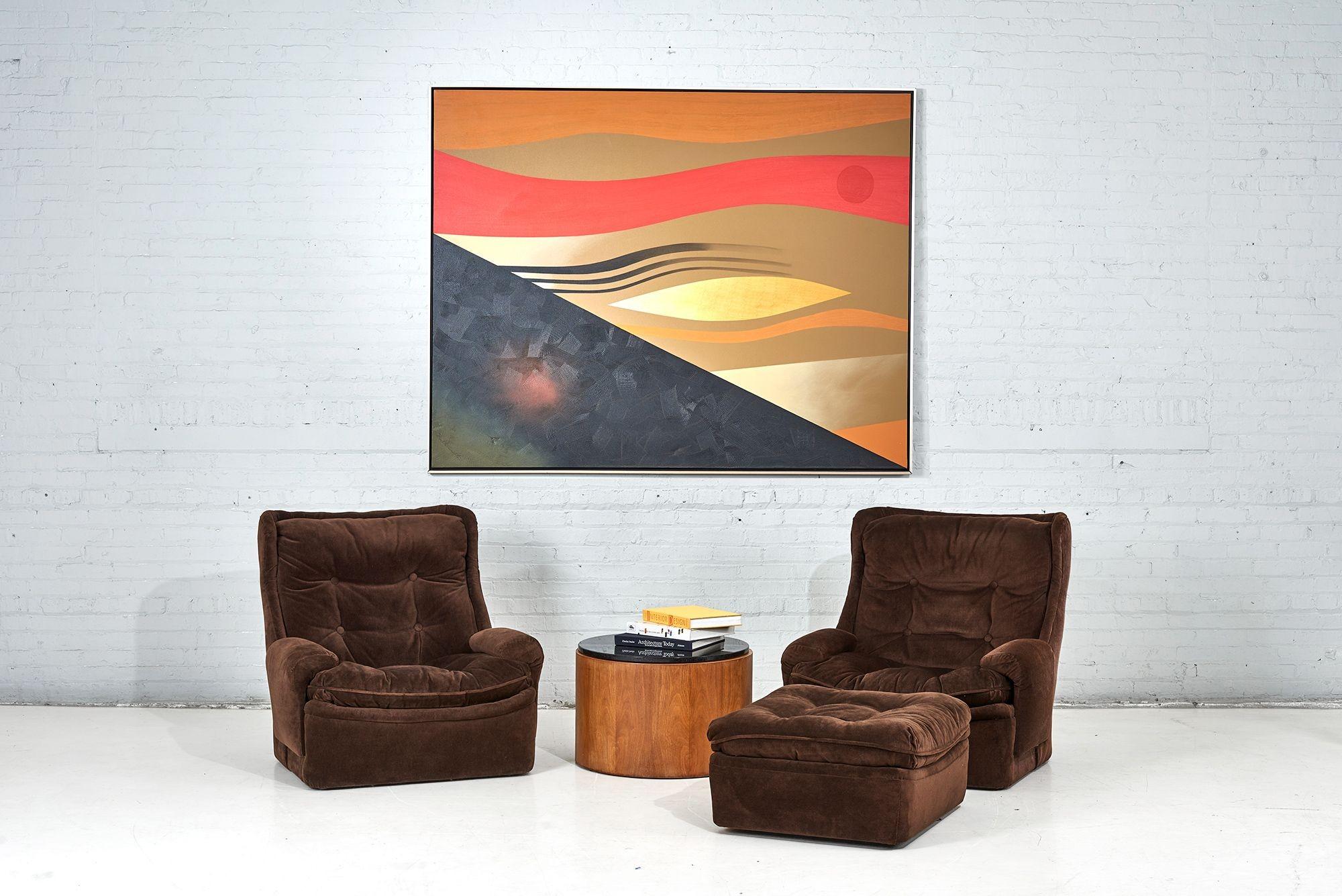 Orchidee Lounge Chairs by Michel Cadestin for Airborne with Ottoman France, 1968 For Sale 12