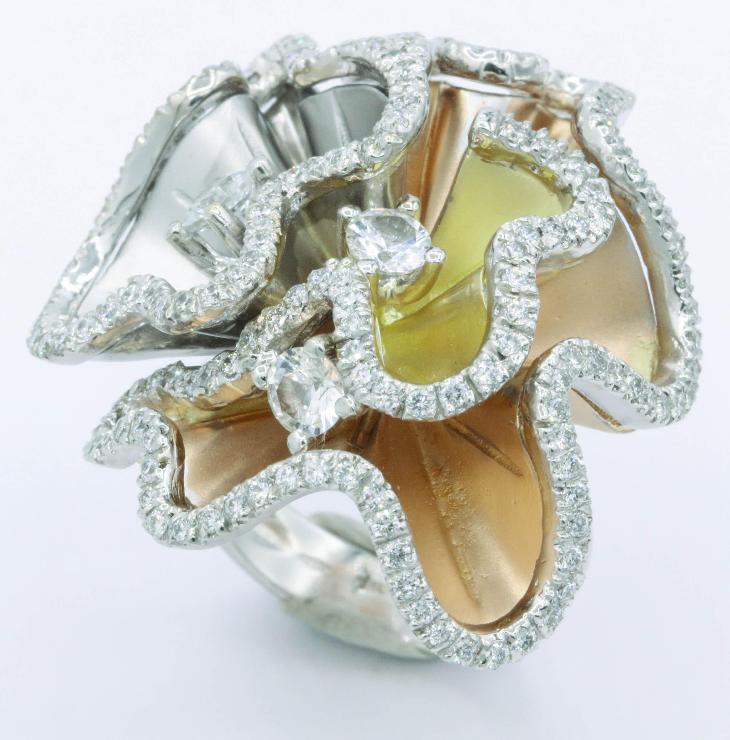 Women's Orchids Shape Flowers Ring or pendant  with Diamonds and White Sapphires