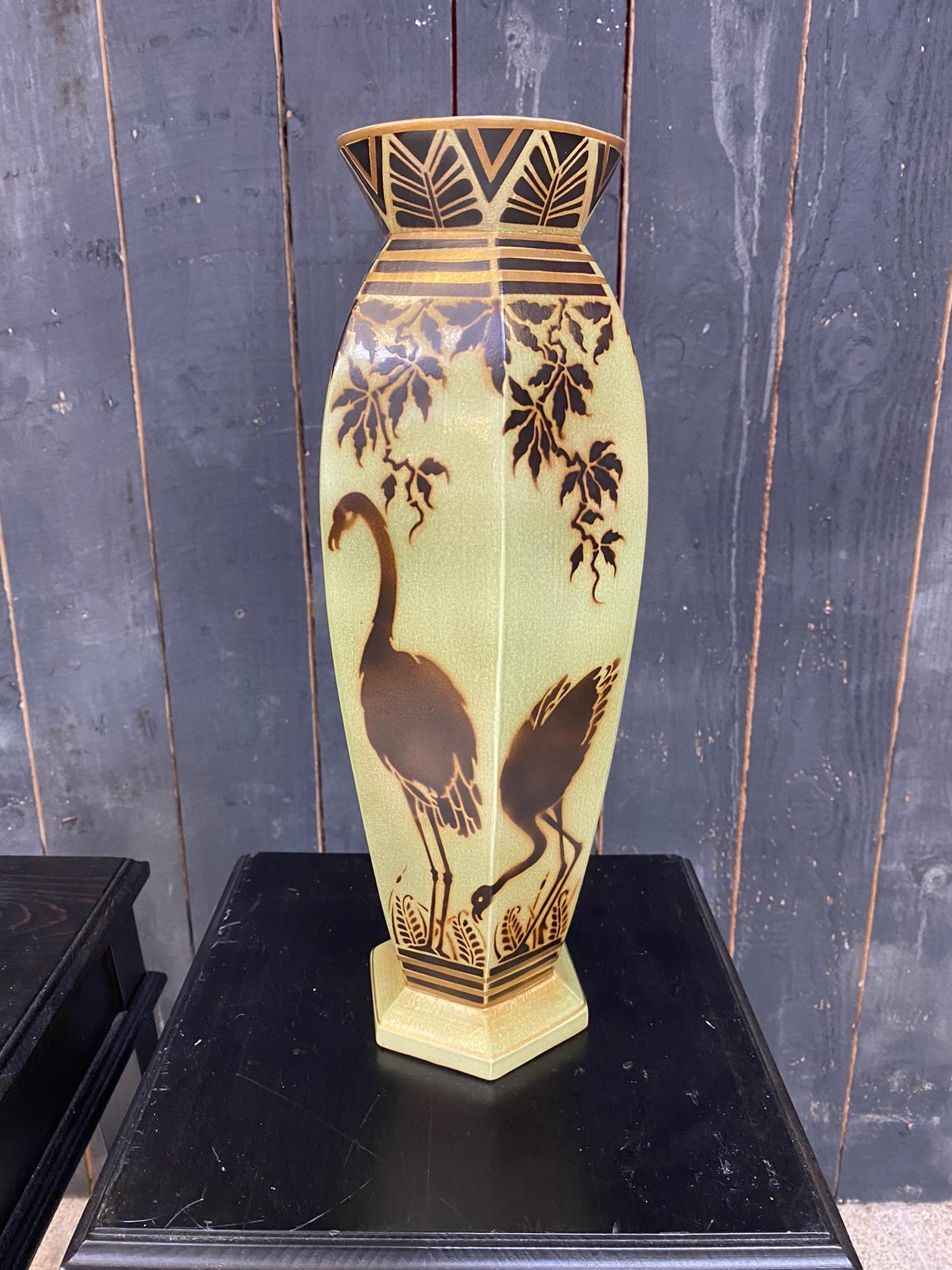 Early 20th Century Orchies 'Attributed to' Pair of Ceramic Vases circa 1900 For Sale