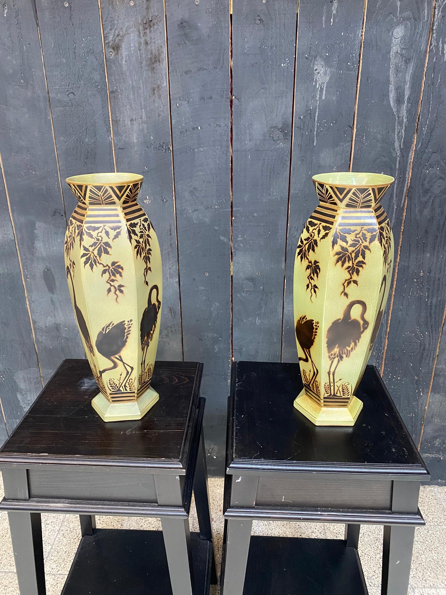 Orchies 'Attributed to' Pair of Ceramic Vases circa 1900 For Sale 2