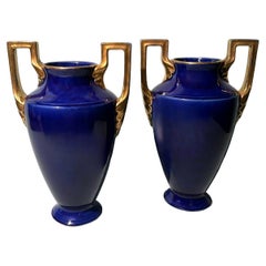 Fábrica De Cerámica Orchies Pareja De Jarrones Franceses De Cerámica Art Decó