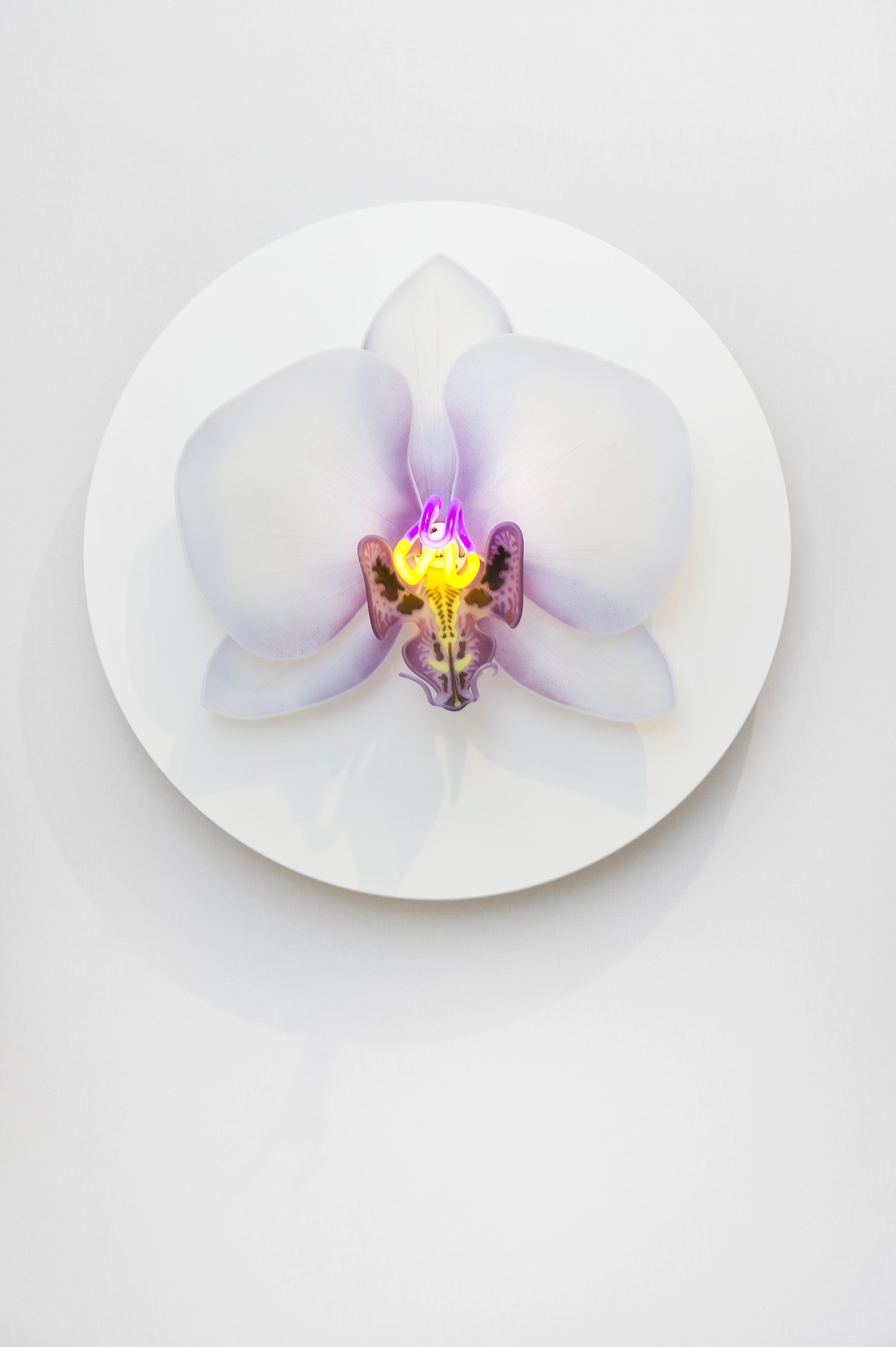 Hand-Crafted Orchis Exotica Cymbidium Baby Pink, a Glass & Neon Orchid artwork by Laura Hart