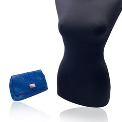 Orciani Blue Leather Small Crossbody Bag with Chain Strap