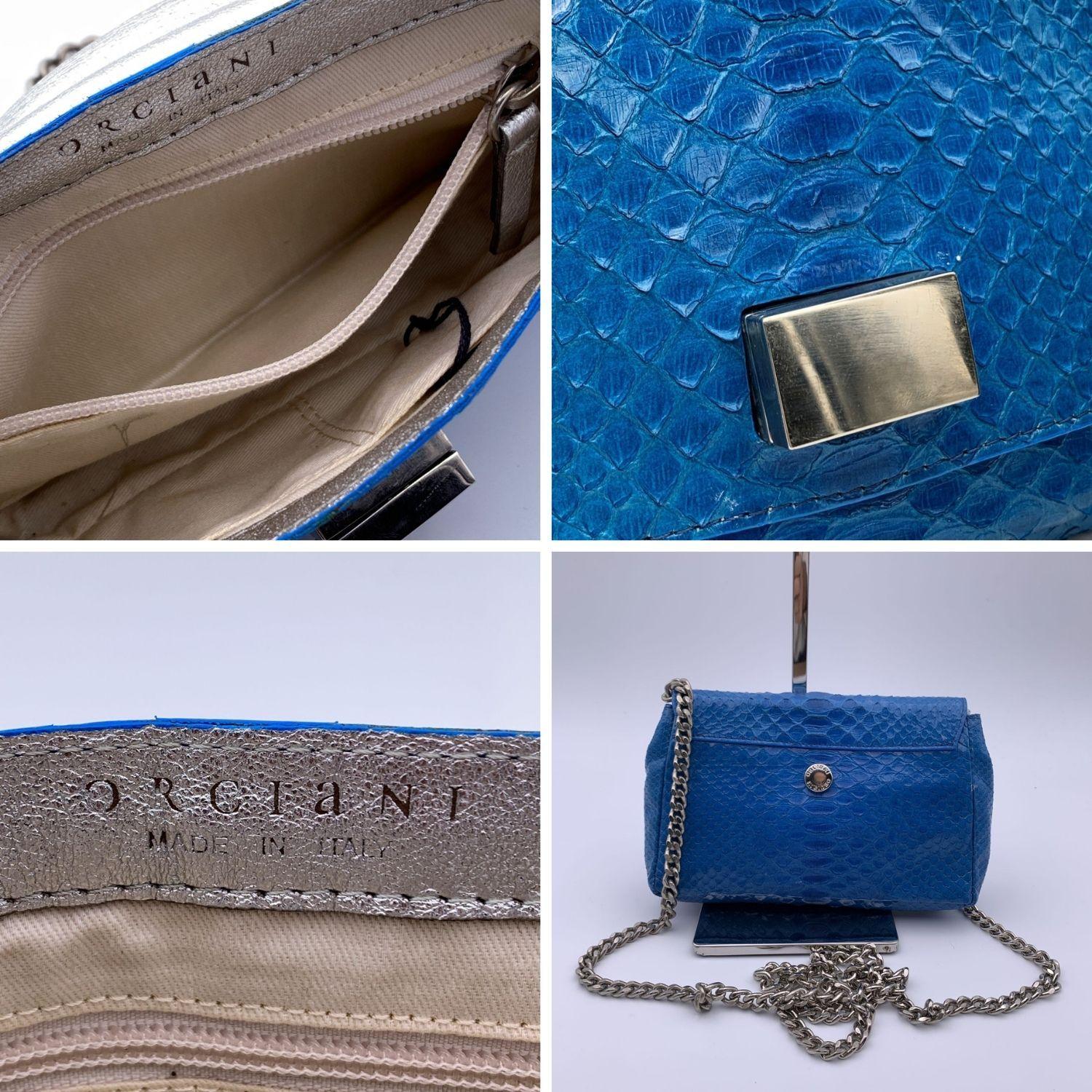 Orciani Blue Leather Small Crossbody Bag with Chain Strap 1