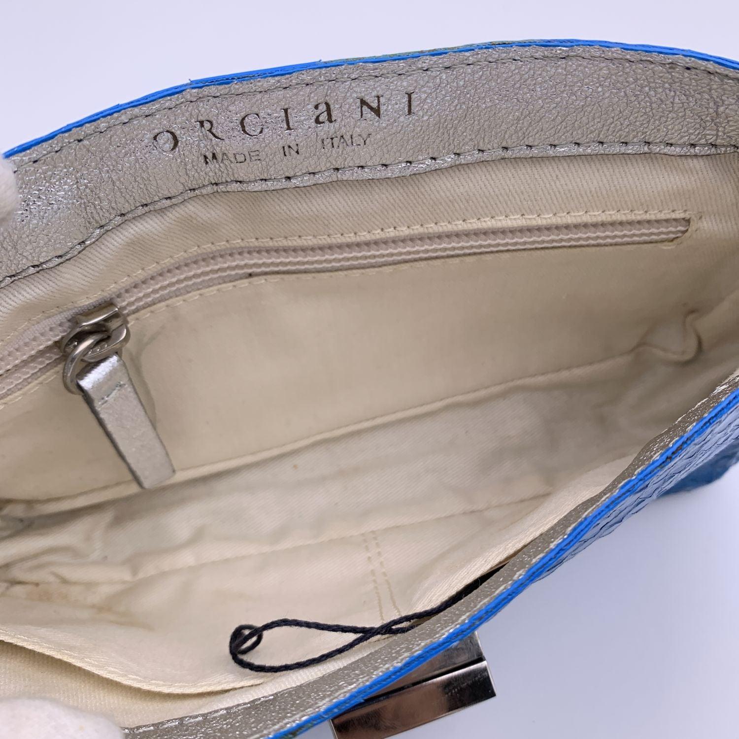 Orciani Blue Leather Small Crossbody Bag with Chain Strap 2