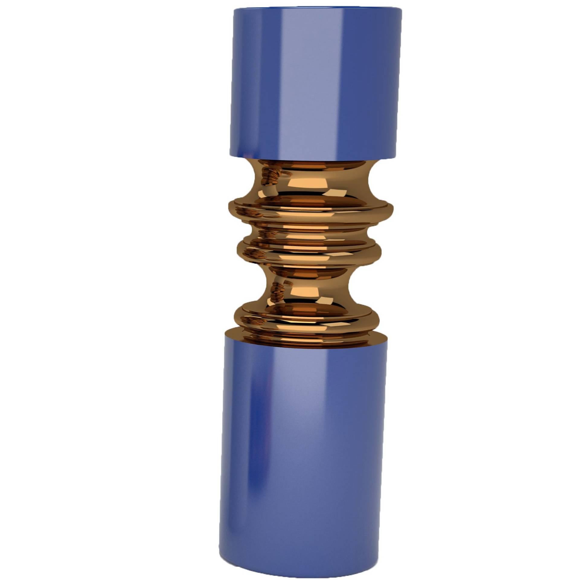Ordini Narrow Vase with Cabadt Blue and Bronze Color by Analogia Project For Sale