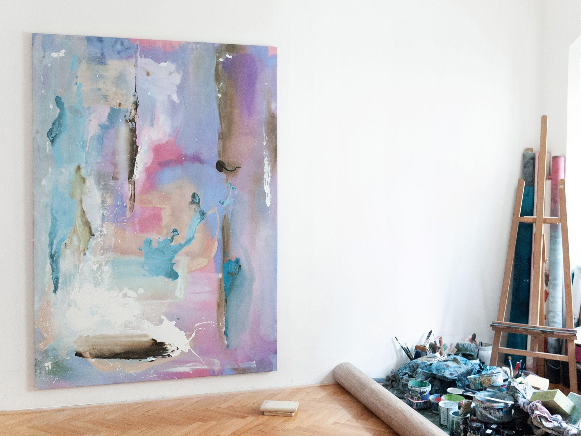 Inspired by Debussy Â´s paino composition RÃªverie. Reverie, acrylic on canvas, 203x142 cm, 2021 :: Painting :: Abstract Expressionism :: This piece comes with an official certificate of authenticity signed by the artist :: Ready to Hang: Yes ::