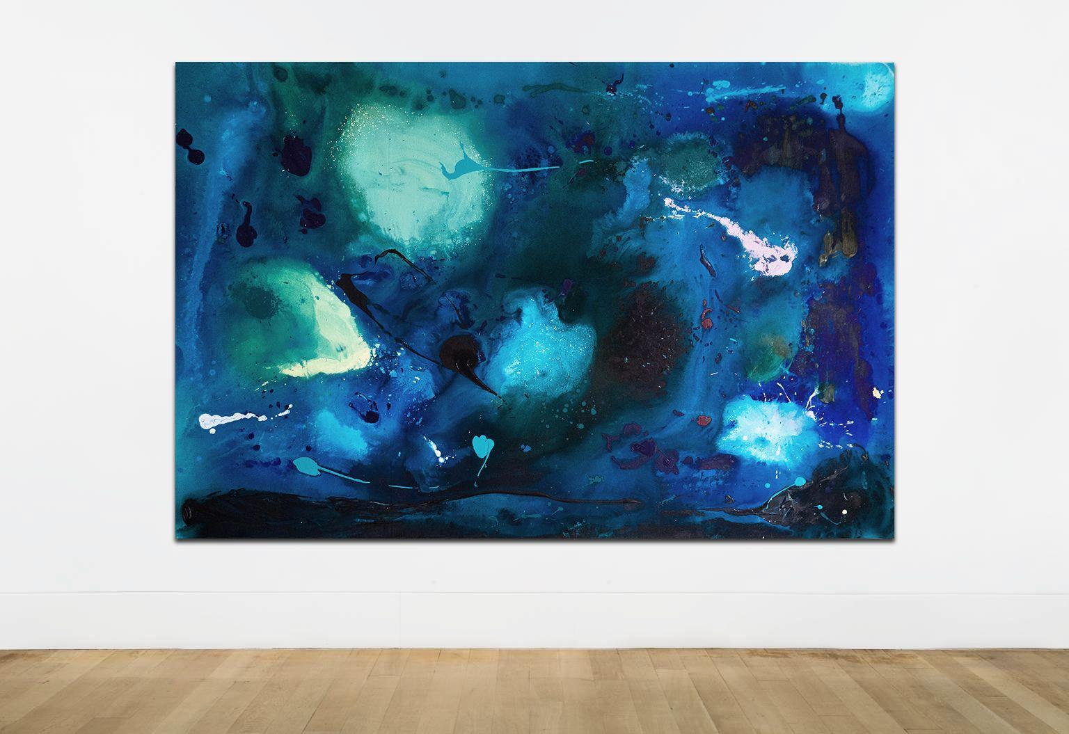 Pesci, Pittura, Acrilico su tela - Abstract Painting Blu di Ordo  Amoris