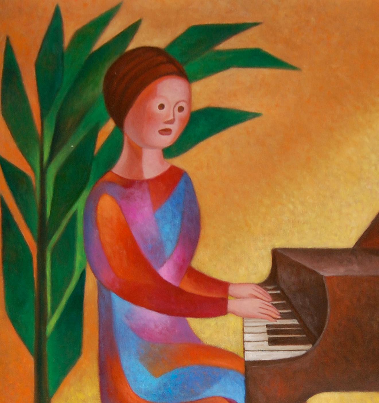 Tocando Piano - Painting by Carlos Orduña