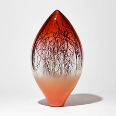 Ore Eclipse in Salmon, Sunset Red & Gold Glass Sculpture by Enemark & Thompson