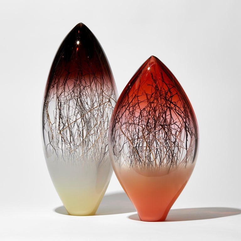 Ore Eclipse in Salmon, Sunset Red & Gold Glass Sculpture by Enemark & Thompson In New Condition For Sale In London, GB