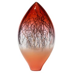 Ore Eclipse in Salmon, Sunset Red & Gold Glass Sculpture by Enemark & Thompson