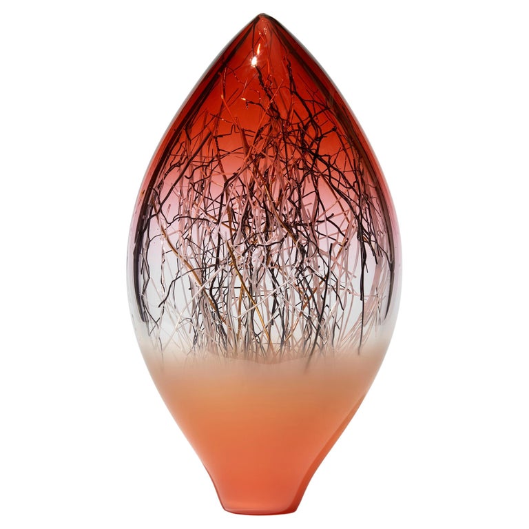 Ore Eclipse in Salmon, Sunset Red & Gold Glass Sculpture by Enemark & Thompson For Sale