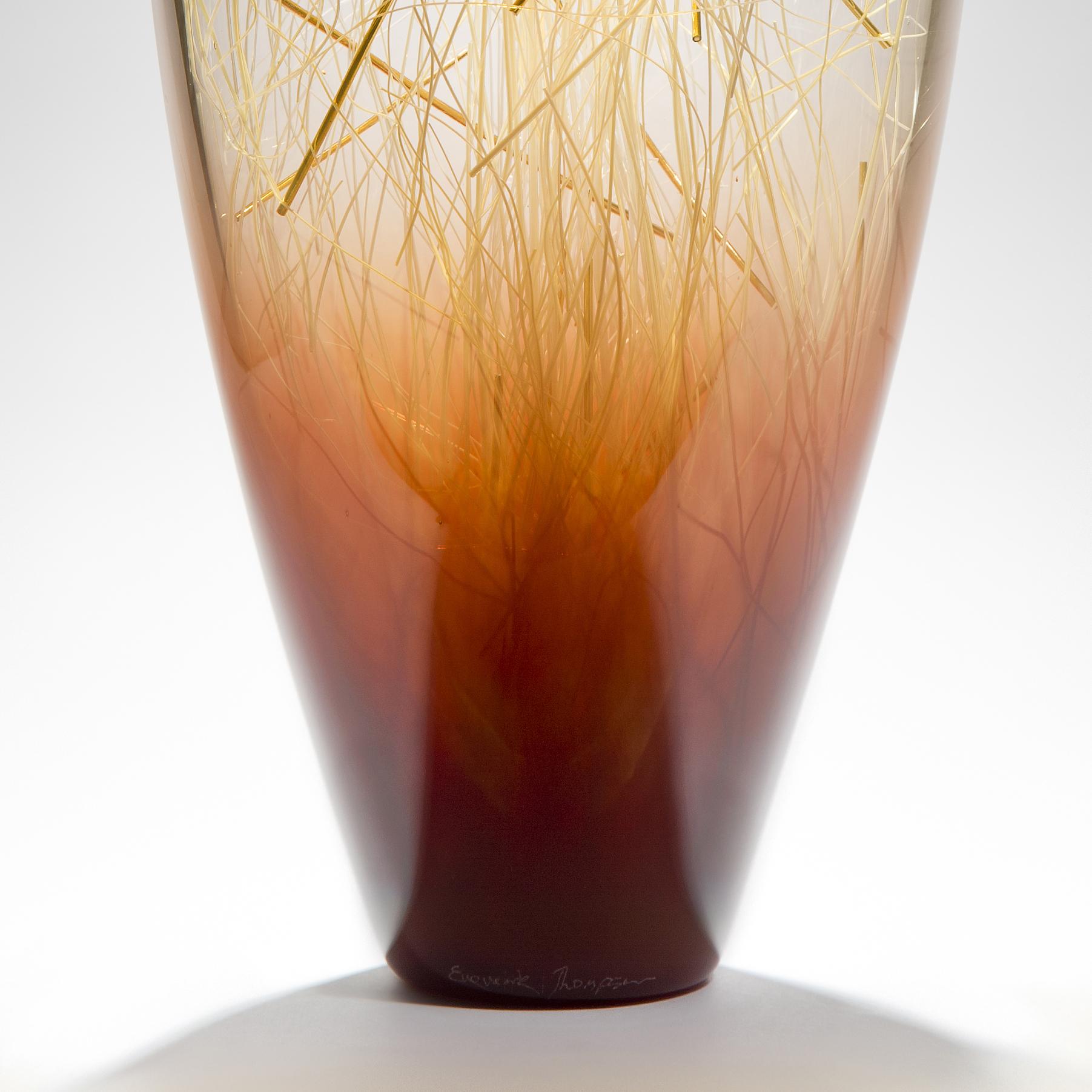 Organic Modern Ore in Amber and Coffee, a Unique glass Sculpture by Enemark & Thompson
