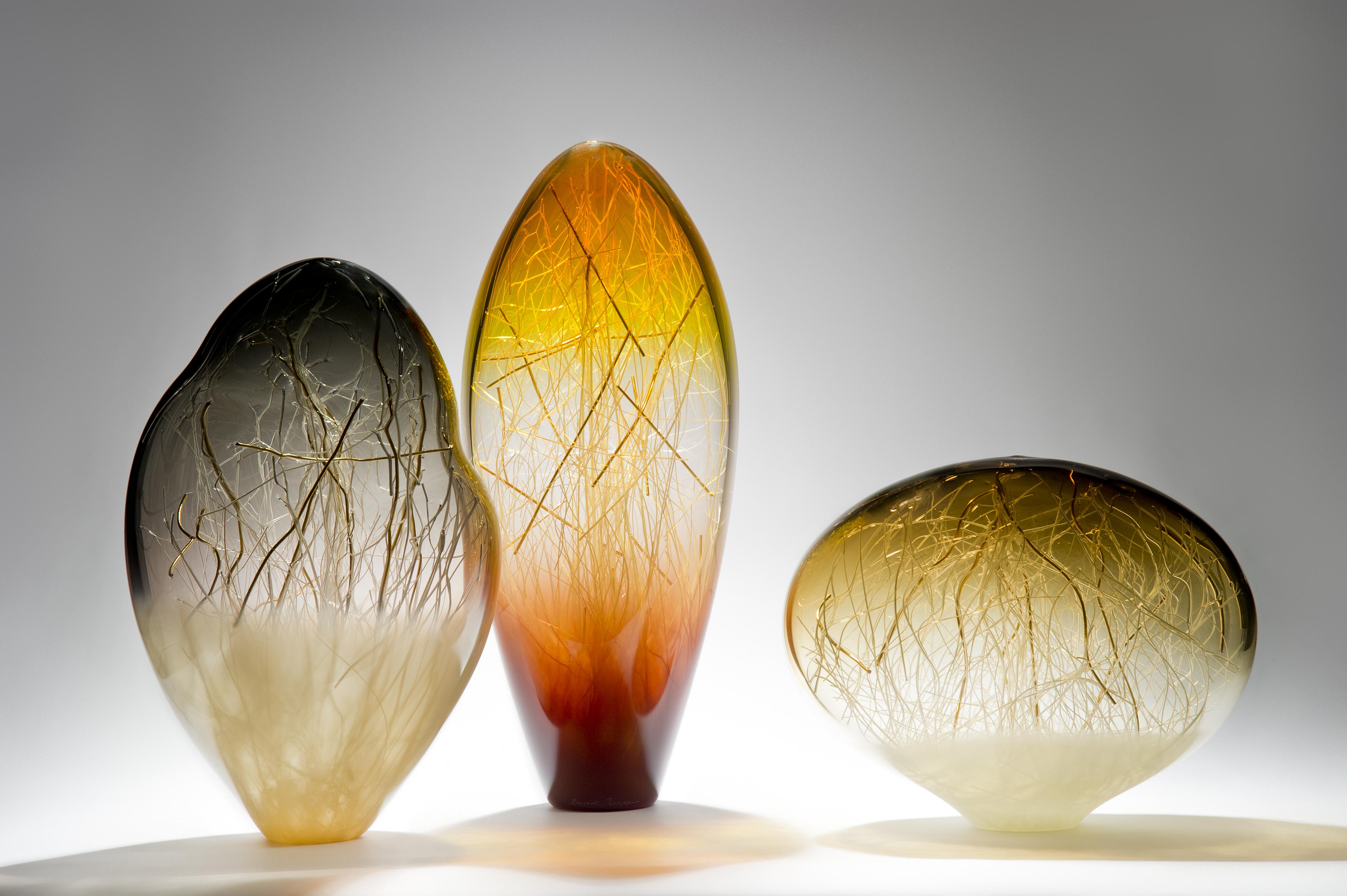 British Ore in Amber and Coffee, a Unique glass Sculpture by Enemark & Thompson