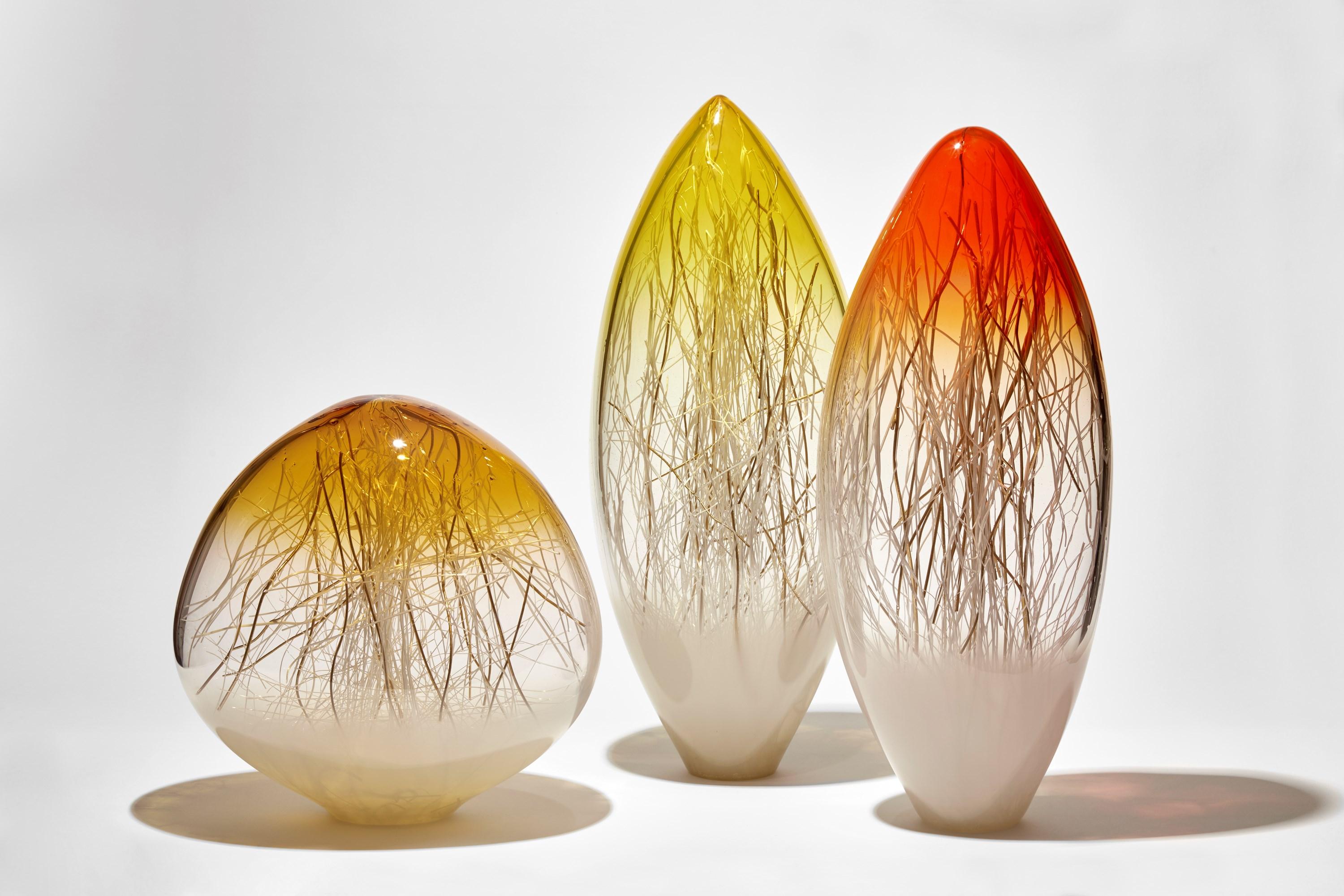 Ore in Amber & Ecru with Gold, a Glass & Gold Sculpture by Enemark & Thompson 3