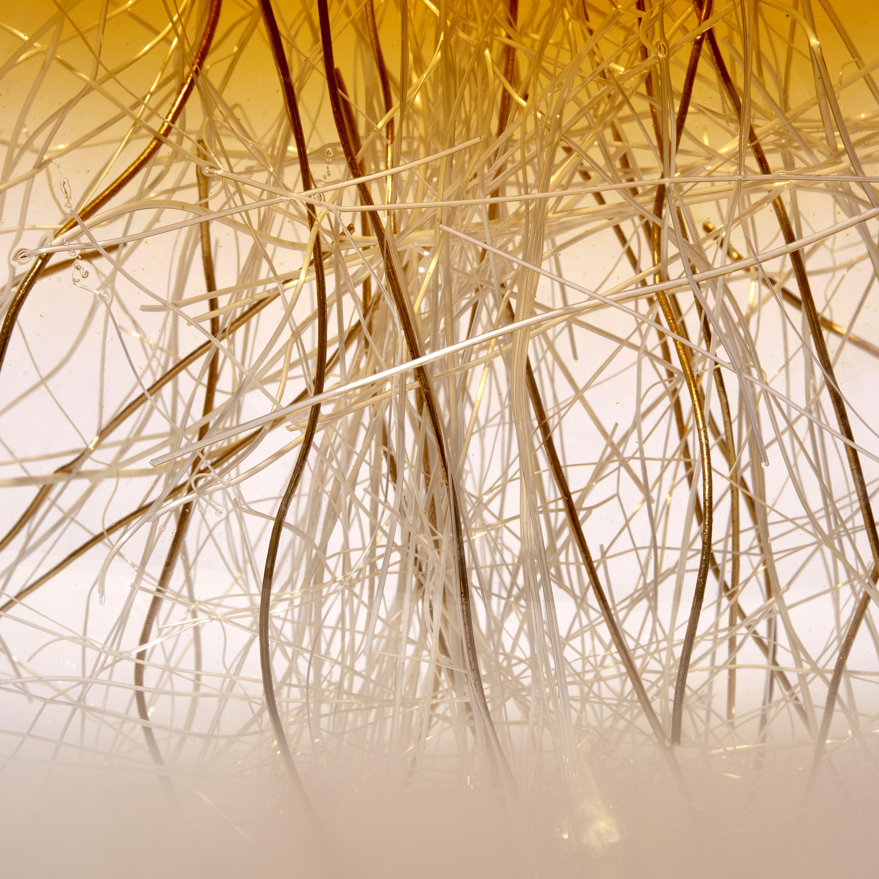 Hand-Crafted Ore in Amber & Ecru with Gold, a Glass & Gold Sculpture by Enemark & Thompson