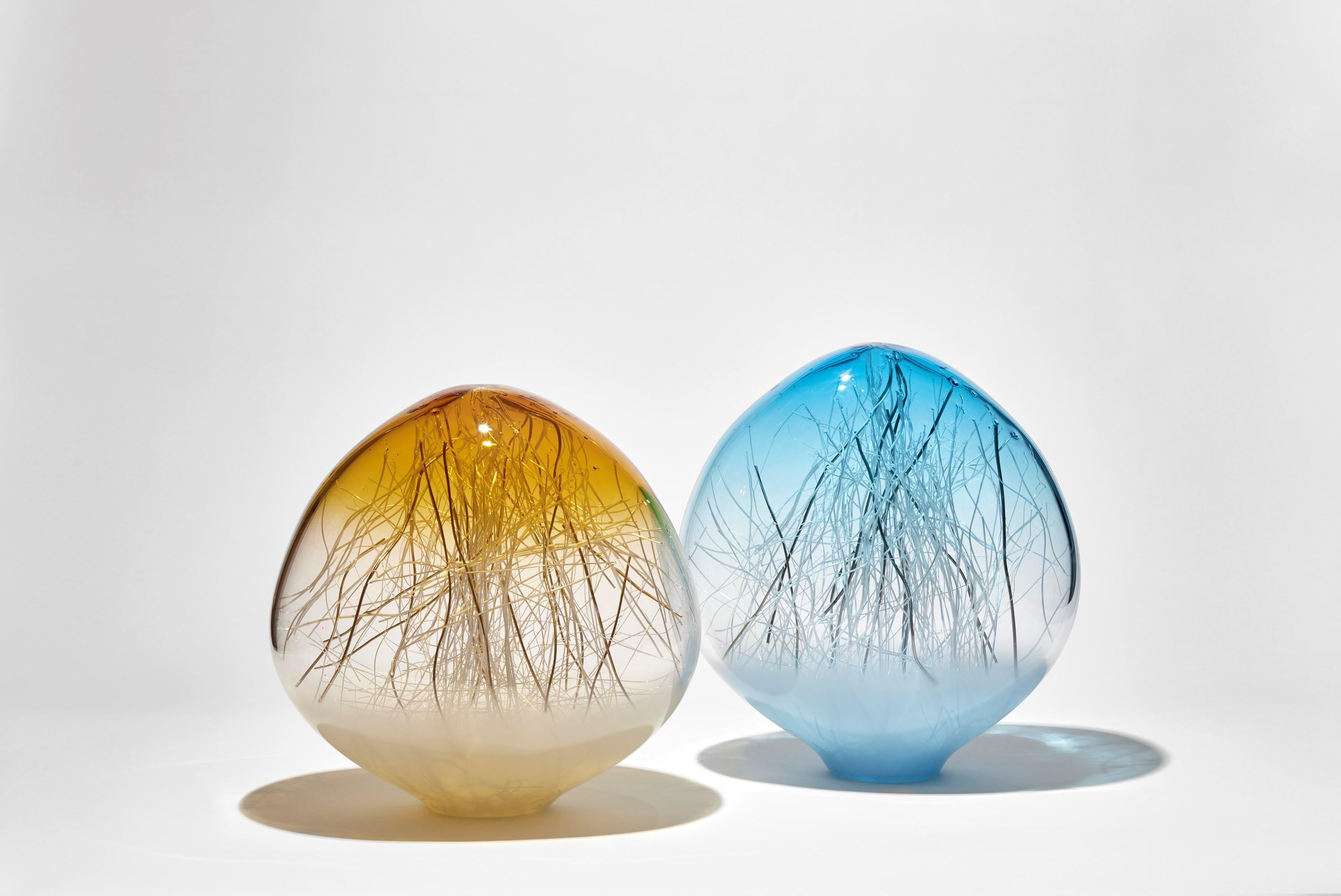 Contemporary Ore in Amber & Ecru with Gold, a Glass & Gold Sculpture by Enemark & Thompson