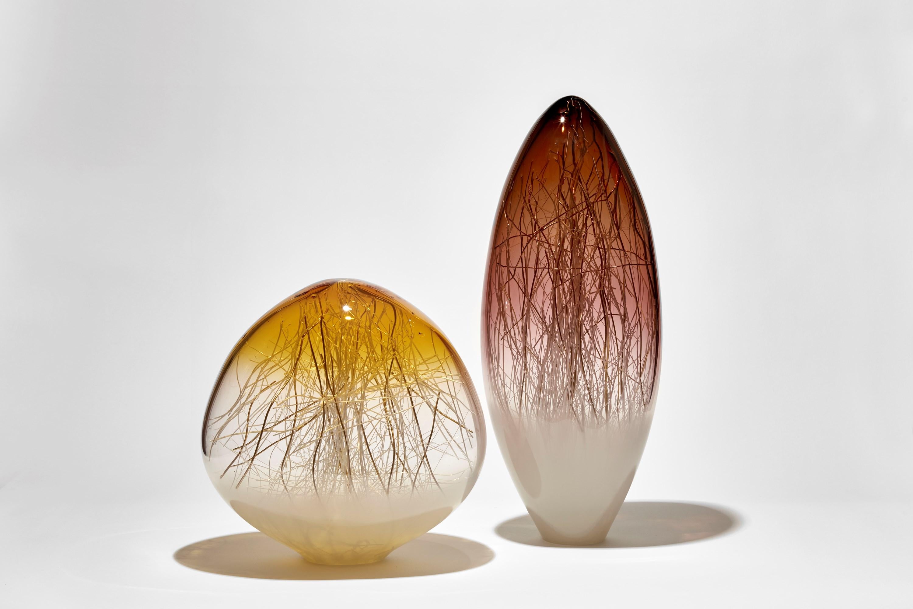 Ore in Amber & Ecru with Gold, a Glass & Gold Sculpture by Enemark & Thompson 1