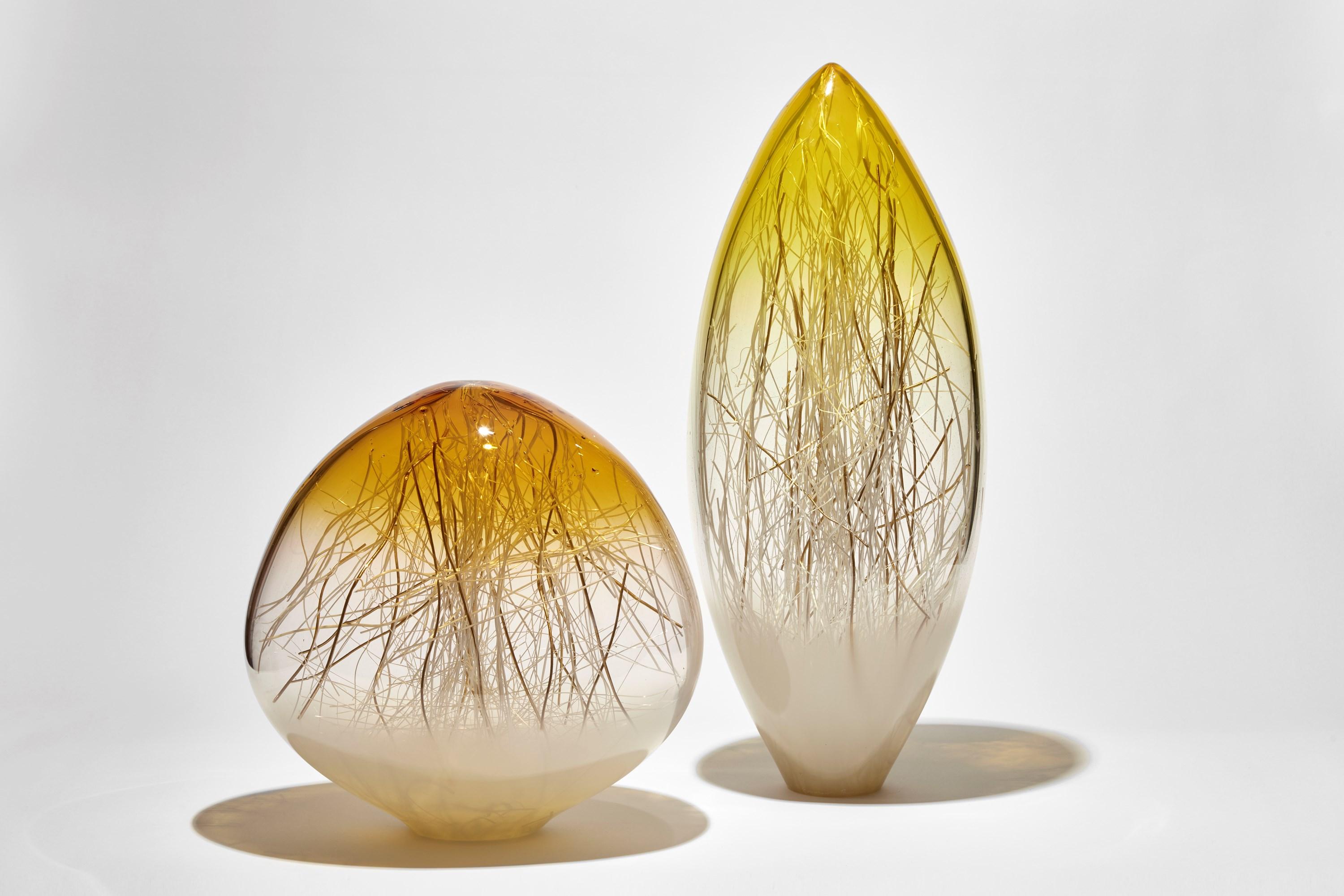 Ore in Amber & Ecru with Gold, a Glass & Gold Sculpture by Enemark & Thompson 2