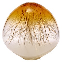 Ore in Amber & Ecru with Gold, a Glass & Gold Sculpture by Enemark & Thompson