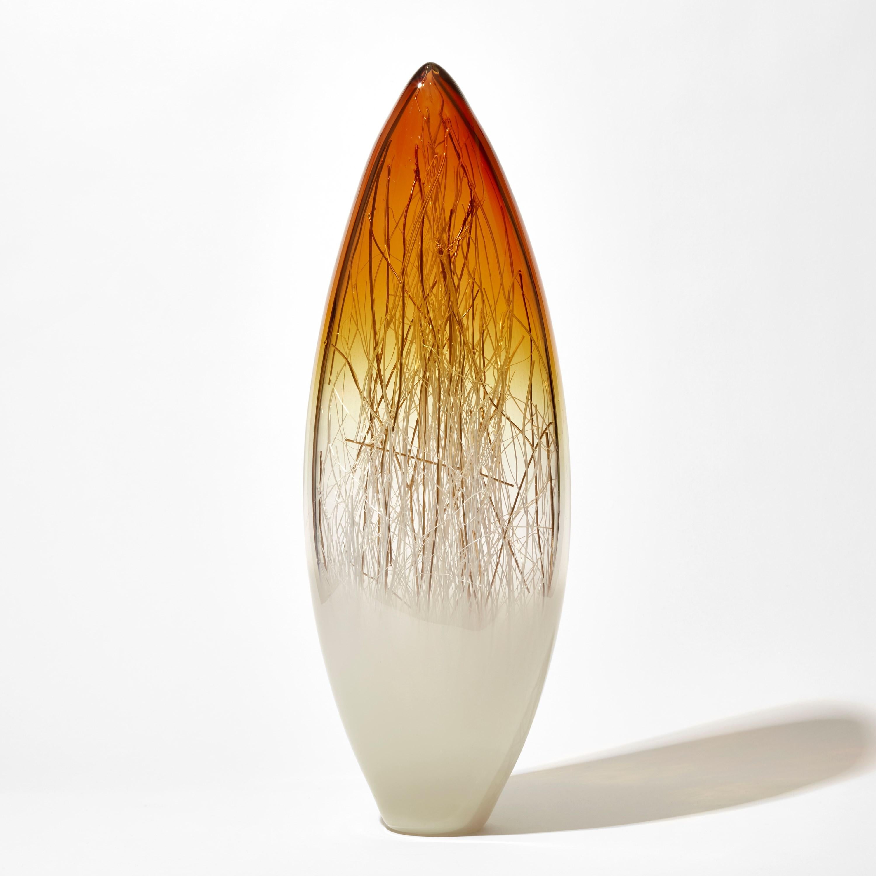 Organic Modern Ore in Amber & Ecru with Gold, a Glass Sculpture by Enemark & Thompson For Sale