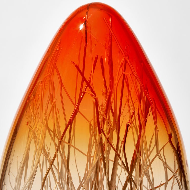 British Ore in Bright Orange & Ecru with Gold, a glass sculpture by Enemark & Thompson For Sale