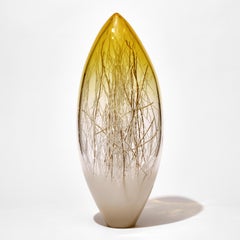 Ore in Brilliant Yellow & Ecru with Gold, Glass Sculpture by Enemark & Thompson
