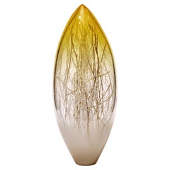 Ore in Brilliant Yellow & Ecru with Gold, Glass Sculpture by Enemark & Thompson