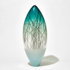 Ore in Sea Green & Celadon with Platinum, Unique Sculpture by Enemark & Thompson