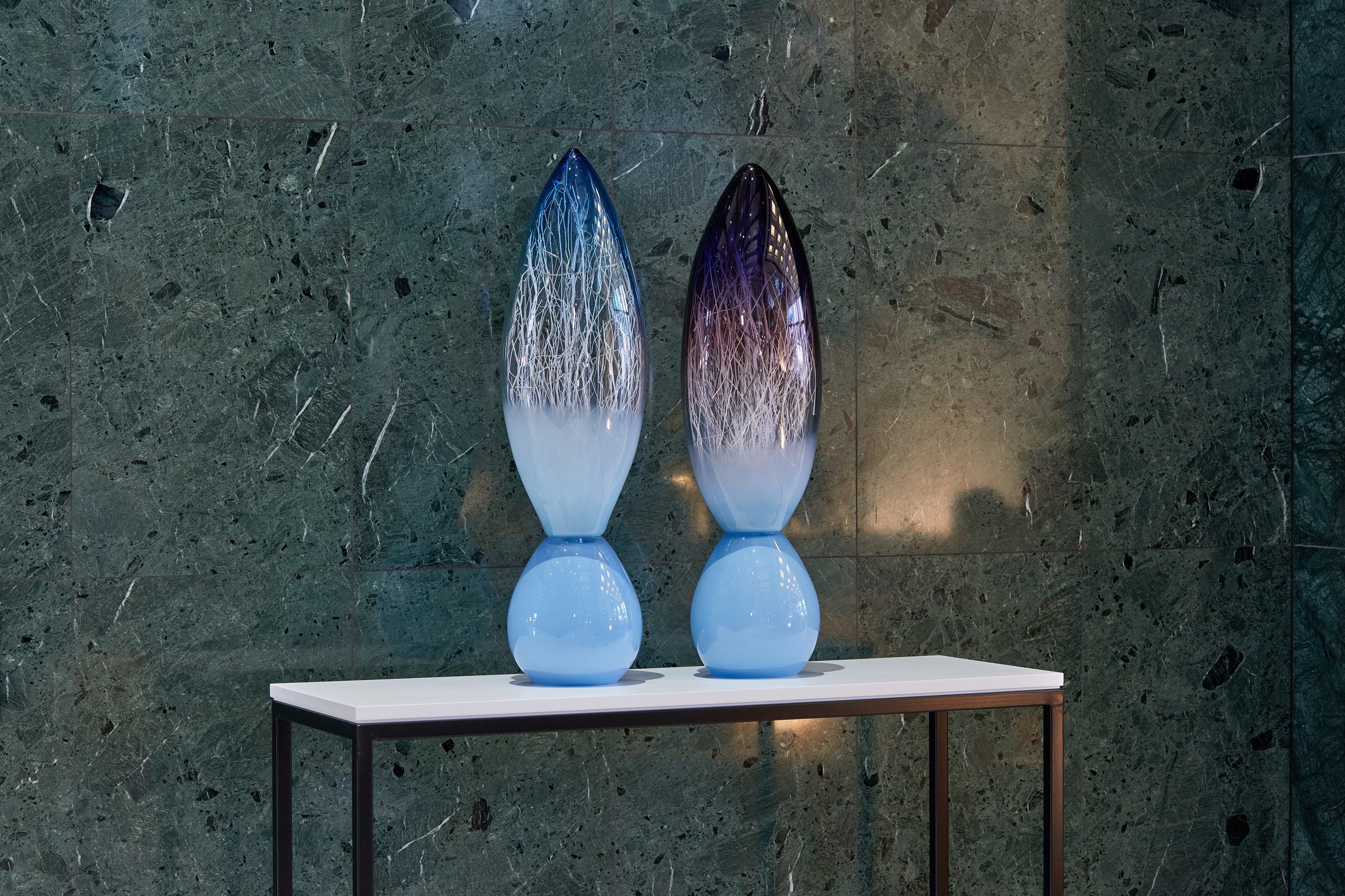 British Ore Totem in Iron Blue & Pale Turquoise with Platinum by Enemark & Thompson For Sale