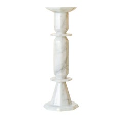 Oreadi Nix White Marble Candlestick by Rotella