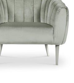 Oreas Armchair in Cotton Velvet And Glossy Lacquered Legs
