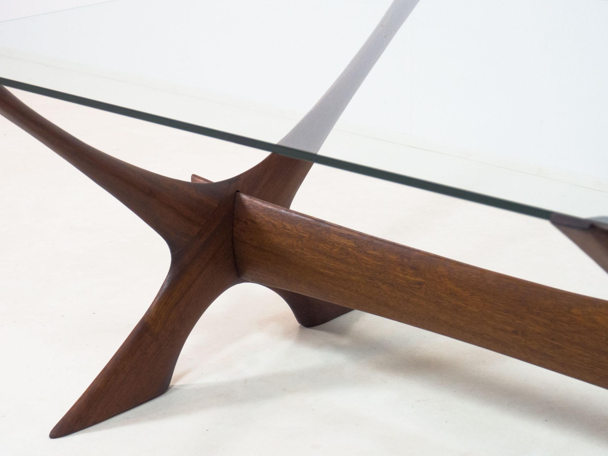 Swedish Örebro Glas ‘Condor’ walnut & glass coffee table – Fredrik Schriever-Abeln For Sale