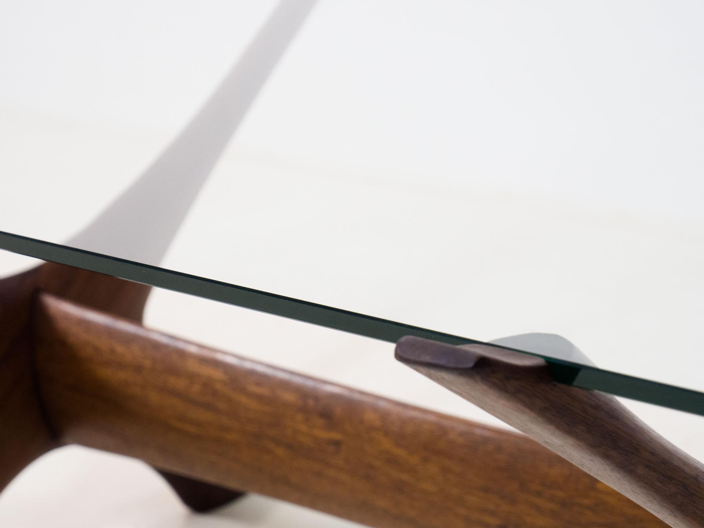 Glass Örebro Glas ‘Condor’ walnut & glass coffee table – Fredrik Schriever-Abeln For Sale