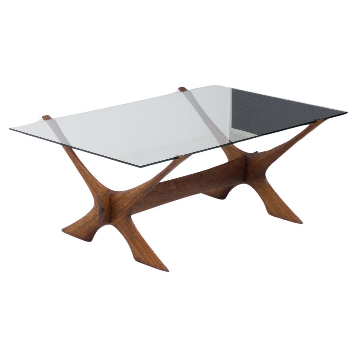 Örebro Glas ‘Condor’ walnut & glass coffee table – Fredrik Schriever-Abeln For Sale