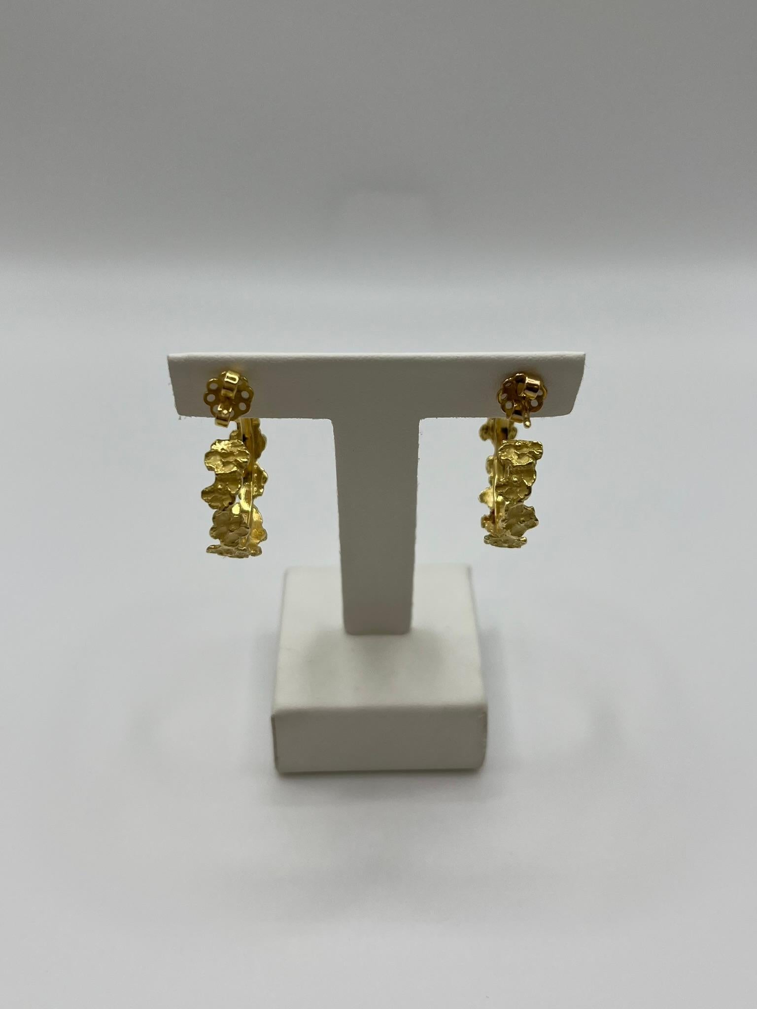 De las mujeres Pendientes de aro hechos a mano en oro amarillo de 18 kt. en venta