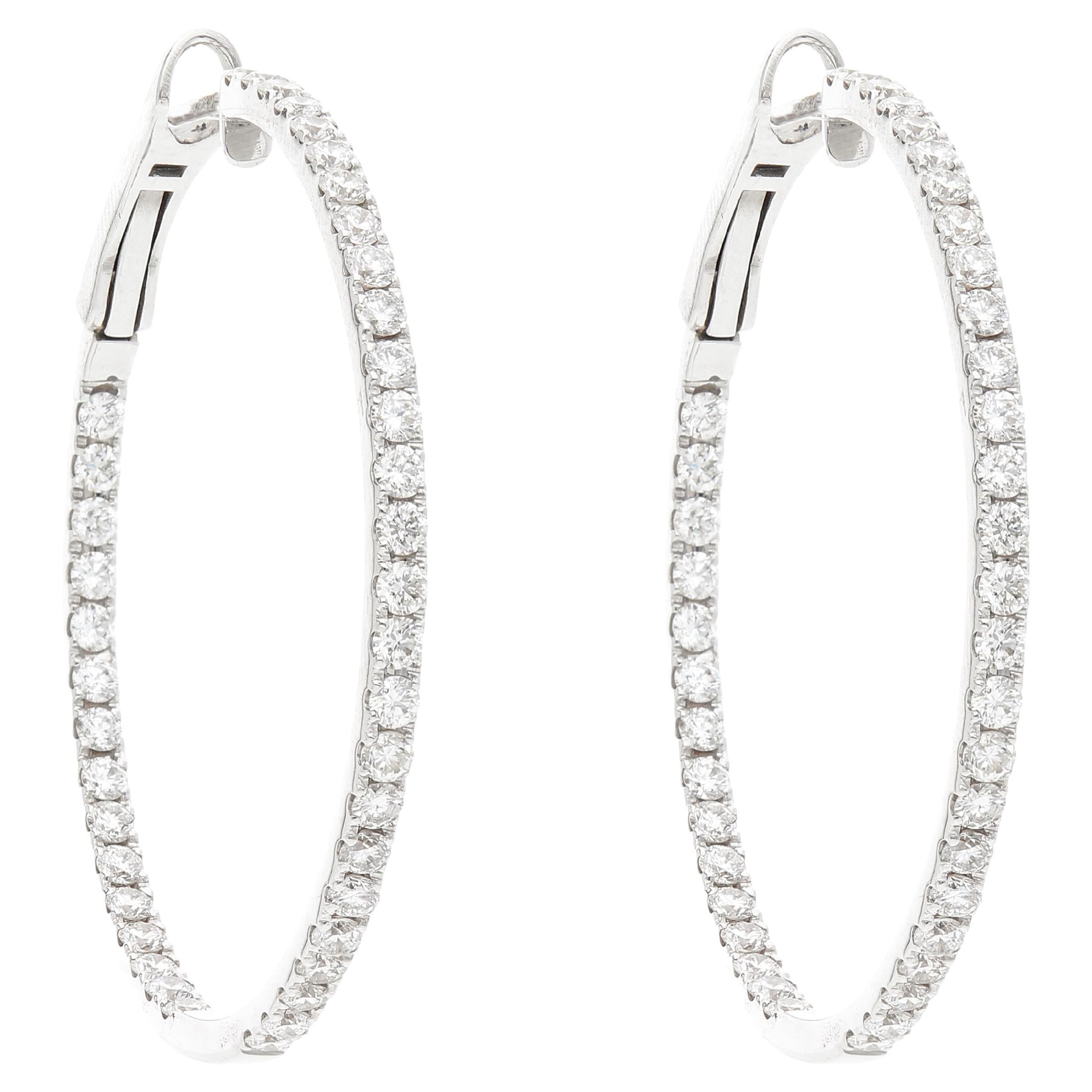 Diamond Drop Hoop Earrings (pair) - Element 79 Contemporary Jewelry