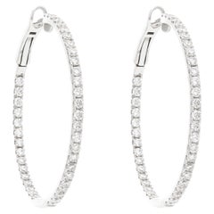 Hoop Earrings with ct 2.60 of Diamonds. Italian manufacture. 18 Kt gold