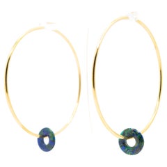 18-karätiges Gold und Azurit-Ring-Ohrringe