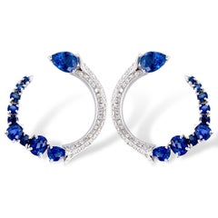Ohrringe aus 18kt Weißgold mit Saphiren und Diamanten