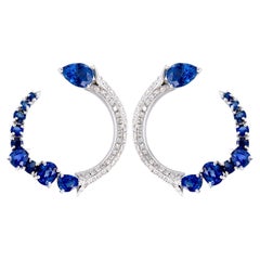 18kt white gold hoop earrings with Sapphires and Diamonds