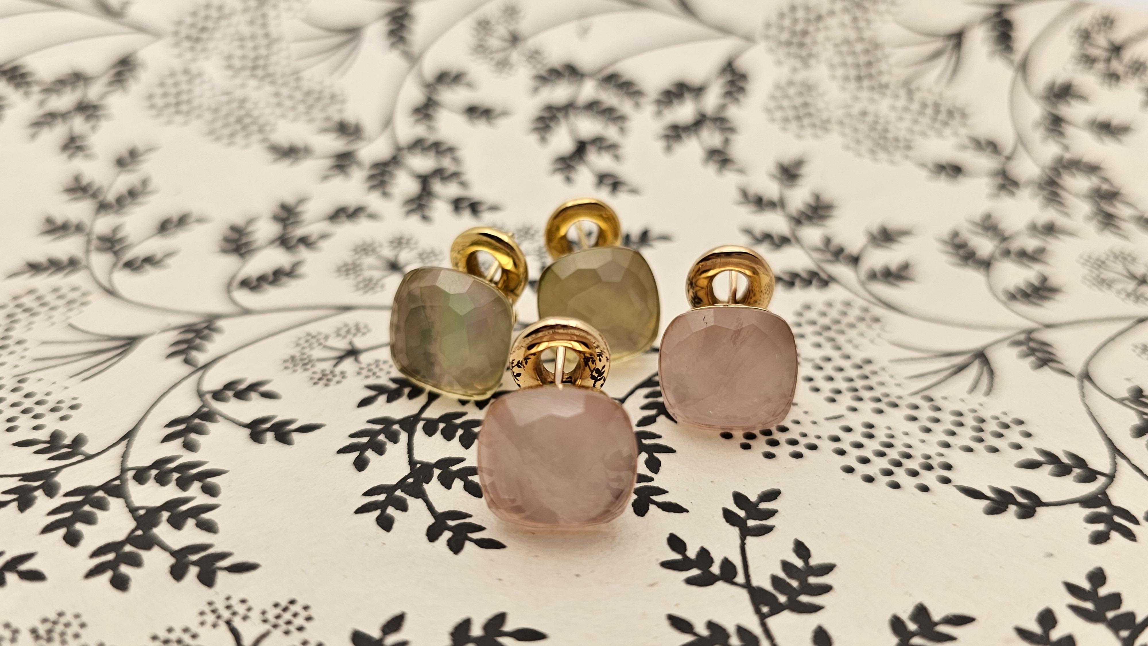 Boucles d'oreilles clip nude en or rose 18Kt avec quartz rose et nacre en vente 2