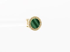 Pendientes de lóbulo de malaquita y diamantes en oro amarillo de 18 quilates