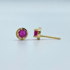 18Kt gold and ruby lobe earrings Made in italy