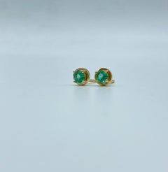18Kt gold and emeralds lobe earrings Made in italy