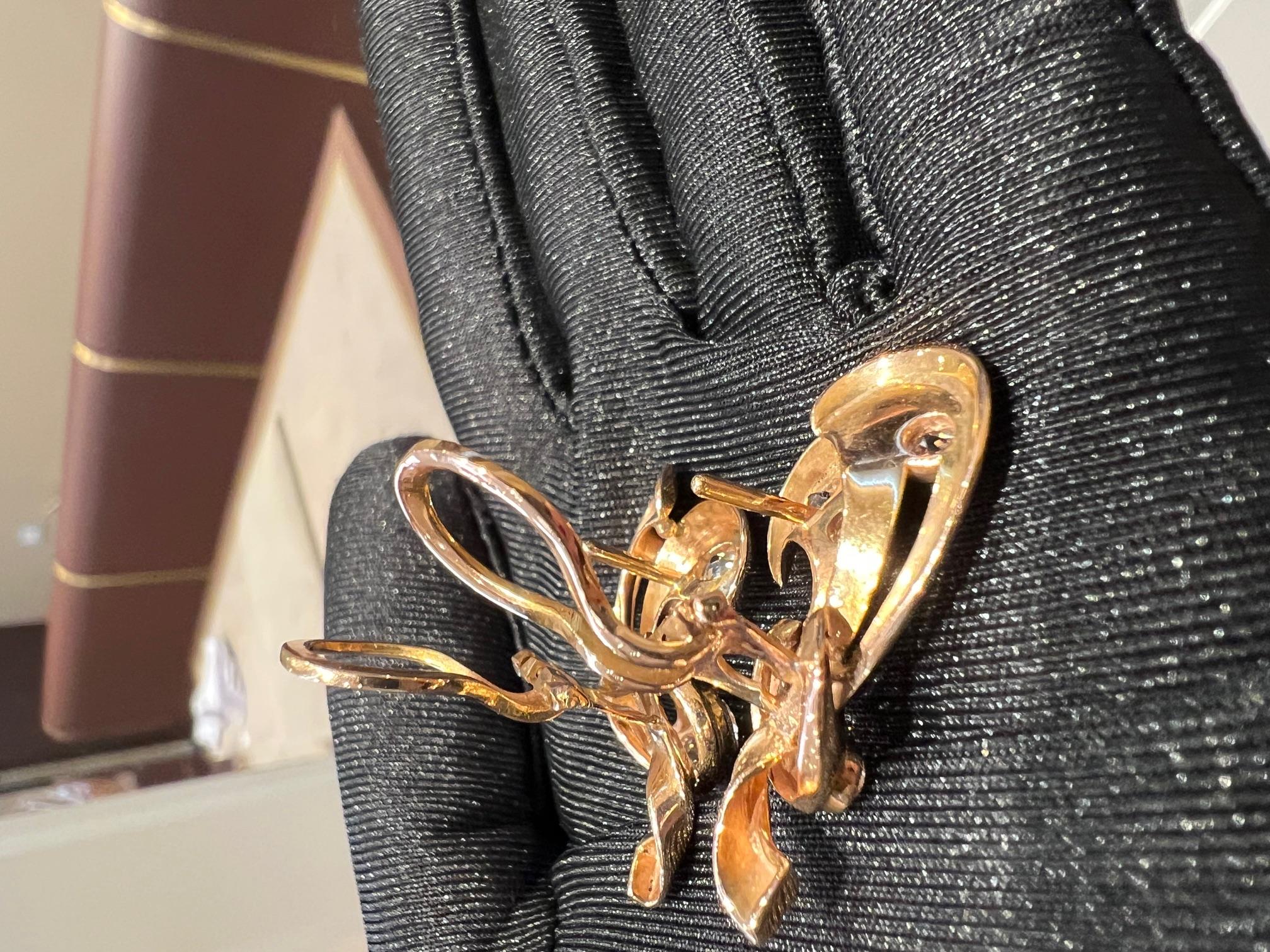Ohrringe aus Rotgold mit Diamanten im alten europäischen Schliff im Angebot 2