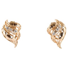 Lappenohrringe aus Rosé- und Weißgold mit Diamanten im alten europäischen Schliff